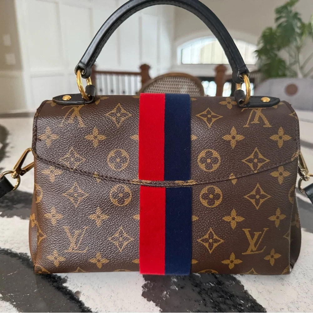 Louis Vuitton Georges Monogram BB Tote with Red and Blue Stripe with Top Handle - Picture 6 of 14